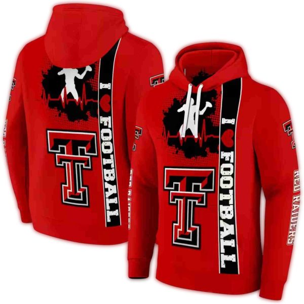 Texas Tech Red Raiders Football Heartbeat AOP Hoodie 1