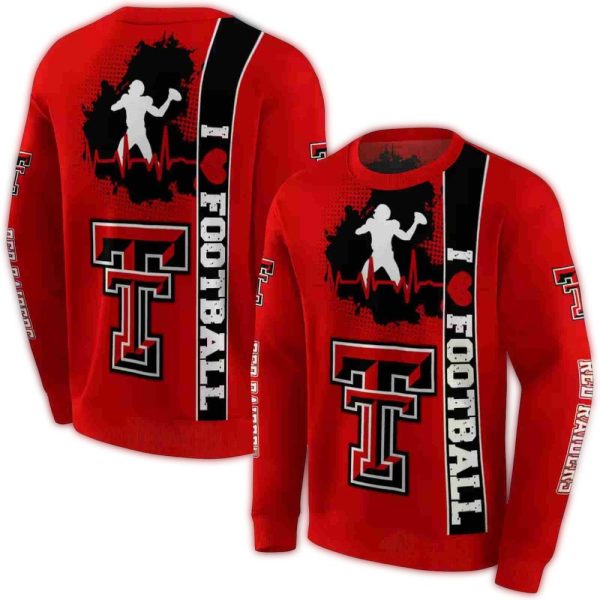 Texas Tech Red Raiders Football Heartbeat AOP Sweatshirt 1