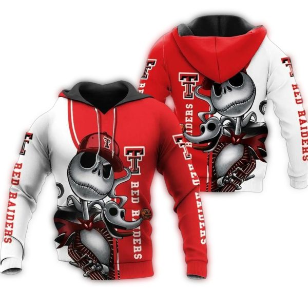 Texas Tech Red Raiders Jack Skellington And Zero AOP Hoodie 1