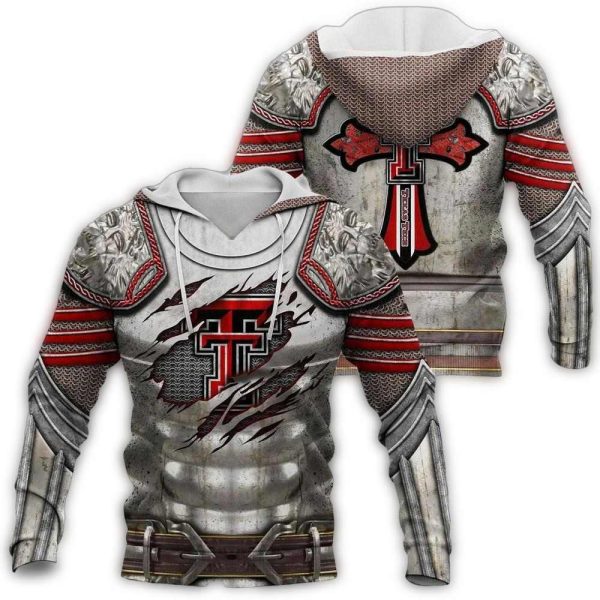 Texas Tech Red Raiders Knights Templar Armor Claws AOP Hoodie 1