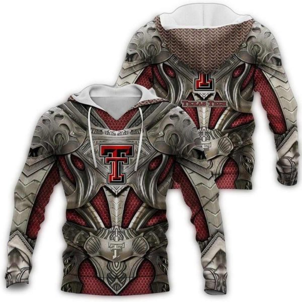 Texas Tech Red Raiders Knights Templar Armor For Fan AOP Hoodie 1