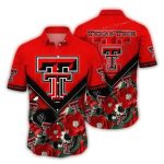 Texas Tech Red Raiders Logo Big And Flower Blossom Hawaiian Shirt