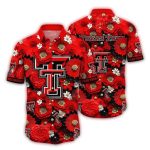 Texas Tech Red Raiders Logo And Flower Pattern Hawaiian Shirt