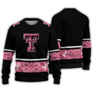 Texas Tech Red Raiders Pink Ribbon Black Pink Ugly Sweater