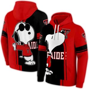 Texas Tech Red Raiders Playful Snoopy All-Over Print Hoodie