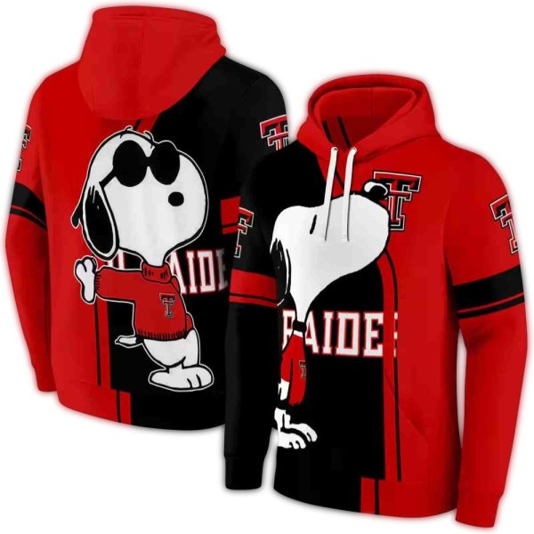 Texas Tech Red Raiders Playful Snoopy AOP Hoodie 1
