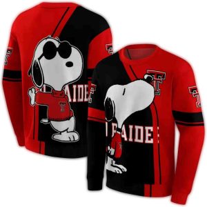 Texas Tech Red Raiders Playful Snoopy All-Over Print Sweatshirt