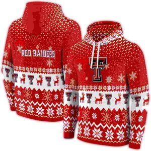 Texas Tech Red Raiders Reindeer Motif All-Over Print Hoodie