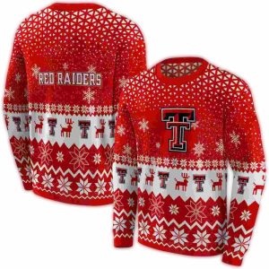 Texas Tech Red Raiders Reindeer Motif All-Over Print Sweatshirt
