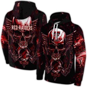 Texas Tech Red Raiders Skull Artwork All-Over Print Hoodie