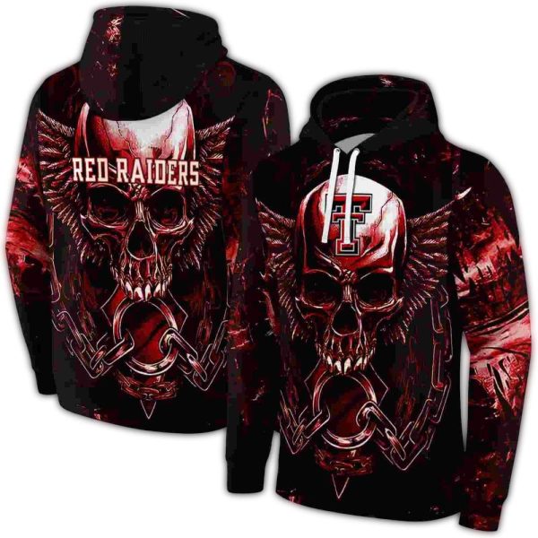 Texas Tech Red Raiders Skull Artwork AOP Hoodie 1