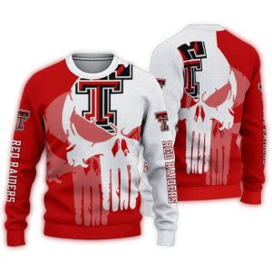 Texas Tech Red Raiders Skull Punisher Split Ugly Sweater