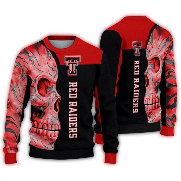 Texas Tech Red Raiders Skull Swirl Ugly Sweater 1