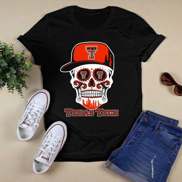 Texas Tech Red Raiders Skull With Hat T Shirt Black 1