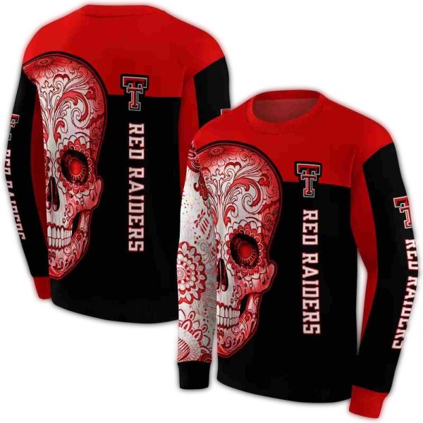 Texas-Tech-Red-Raiders-Sugar-Skull-AOP-Sweatshirt-1 Texas Tech Red Raiders Sugar Skull AOP Sweatshirt 1