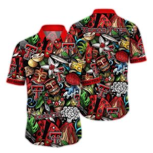 Texas Tech Red Raiders Tiki Floral Pattern Hawaiian Shirt