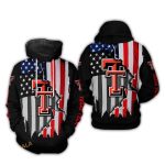 Texas Tech Red Raiders Us Flag Distressed All-Over Print Hoodie