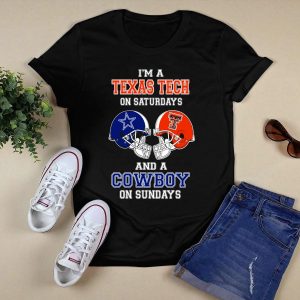 Texas Tech Saturdays Cowboys Sundays Football Helmets T-Shirt