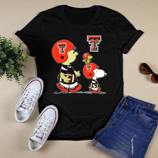 Texas Tech Snoopy Football Peanuts Characters Red Raiders T Shirt Black 1