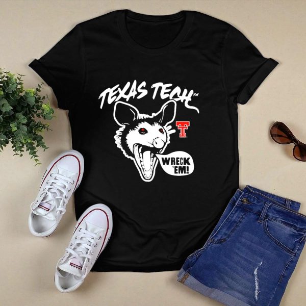 Texas Tech Wreck Em Possum Red Raider Spirit T Shirt Black 1