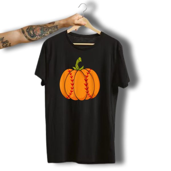 Thanksgiving Baseball Halloween Pumpkin Boys Pitcher Catcher Colorful Stitched T Shirt t shirt 1
