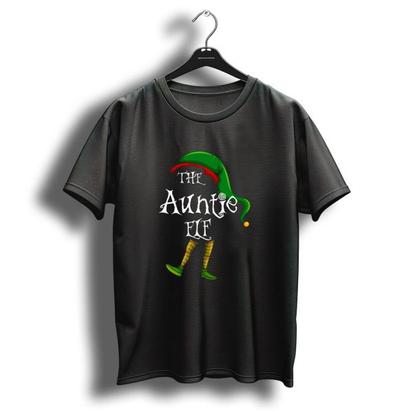 The Auntie Elf Matching Family Christmas Hat And Striped Socks T Shirt 1 t shirt 1