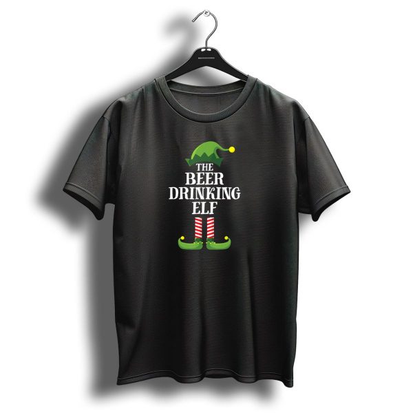 The Beer Drinking Elf Christmas Hat And Striped Socks T Shirt 1 t shirt 1