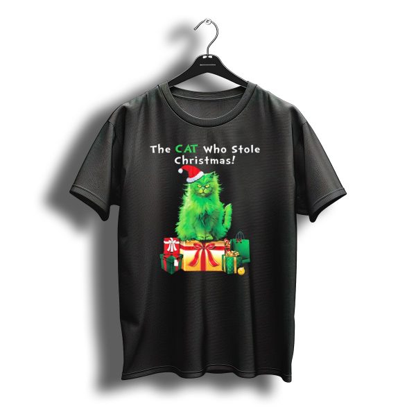 The Cat Who Stole Christmas Holiday Purr With Santa Hat And Gifts T Shirt t shirt 1