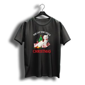 The Cat Who Stole Christmas Kitten Santa Hat Presents Candy Cane T-Shirt