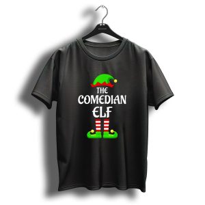 The Comedian Elf Funny Christmas Striped Stockings And Hat T-Shirt