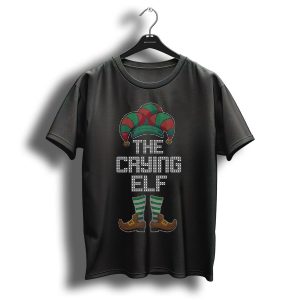 The Crying Elf Christmas Jester Hat And Striped Stockings T-Shirt