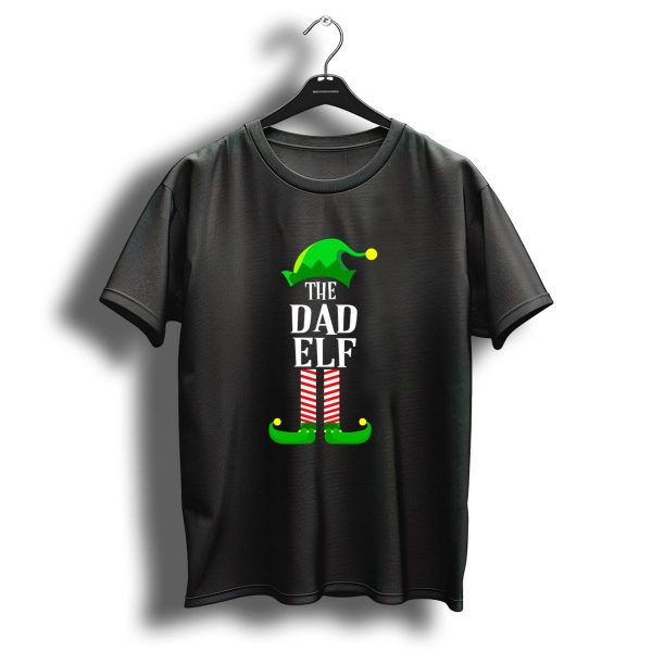 The Dad Elf Green Hat Red Striped Legs Classic Christmas Humor T Shirt 1 t shirt 1