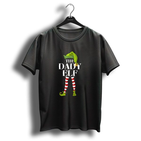 The Dady Elf Green Hat Striped Leggings Christmas Humor T Shirt 1 t shirt 1