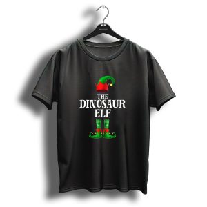 The Dinosaur Elf Matching Family Christmas Party Hat And Boots T-Shirt
