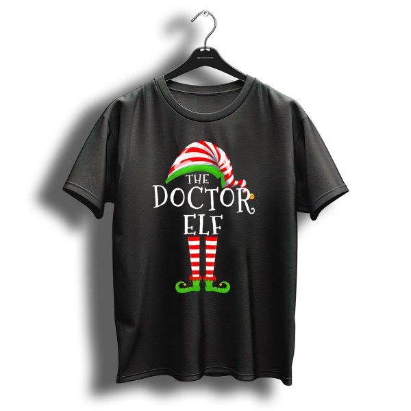 The Doctor Elf Family Matching Group Christmas Striped Hat And Green Shoes T Shirt 1 t shirt 1