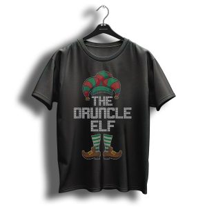 The Druncle Elf Christmas Jester Hat And Striped Socks T-Shirt