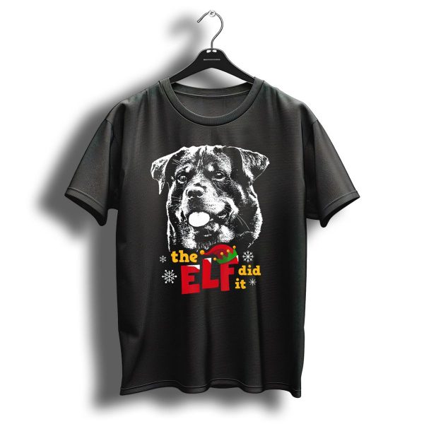 The Elf Did It Rottweiler Christmas Humor T Shirt 1 t shirt 1