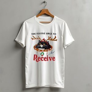 The Festive Urge To Receive Cat With Antlers In Christmas Cup T Shirt 1