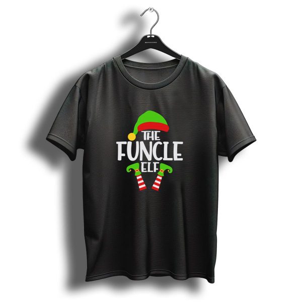 The Funcle Elf Christmas Hat And Striped Socks Family T Shirt 1 t shirt 1