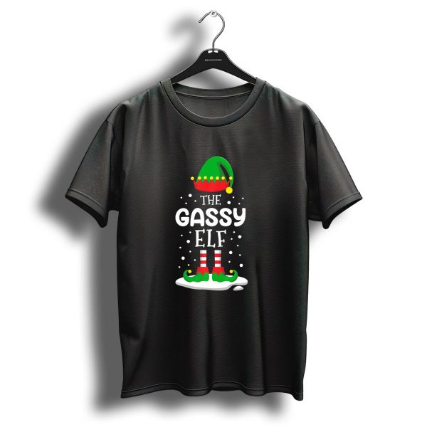 The Gassy Elf Christmas Hat And Striped Elf Shoes T Shirt 1 t shirt 1
