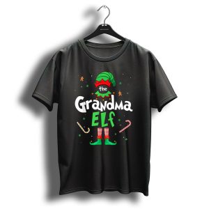 The Grandma Elf Christmas Xmas Family Candy Canes And Gingerbread Decor T-Shirt