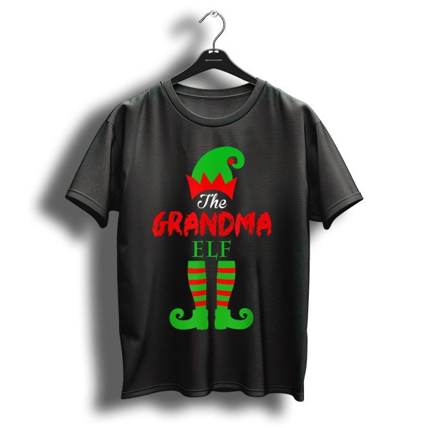 The Grandma Elf Family Christmas Matching Pajamas Green Hat Red Striped Socks T Shirt 1 t shirt 1