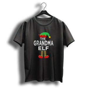 The Grandma Elf With Christmas Hat And Striped Elf Shoes T-Shirt