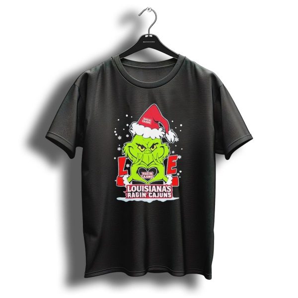 The Grinch Love Louisiana Ragin Cajuns Christmas 2024 Football Santa Hat T Shirt 1 t shirt 1