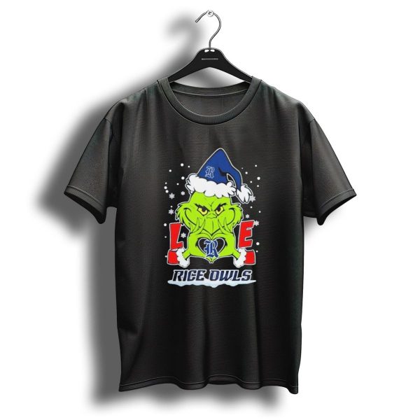 The Grinch Love Rice Owls Christmas Football T Shirt 1 t shirt 1