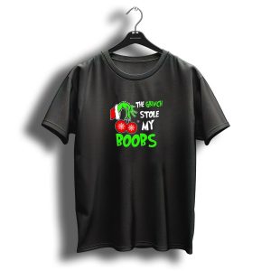 The Grinch Stole My Boobs Christmas Snowflakes Hand T-Shirt