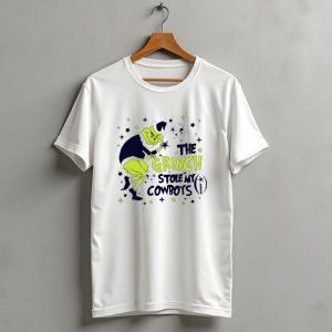 The Grinch Stole My Cowboys Christmas Football Helmet And Star T-Shirt