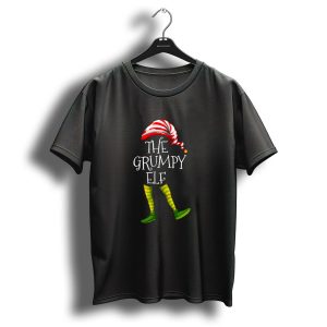 The Grumpy Elf Family Matching Christmas Striped Hat And Green Shoes T-Shirt