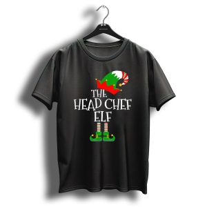 The Head Chef Elf Funny Christmas Outfit With Jester Hat And Striped Socks T-Shirt
