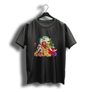 The Lion King Merry Christmas Santa Hats Moon And Sleigh T-Shirt